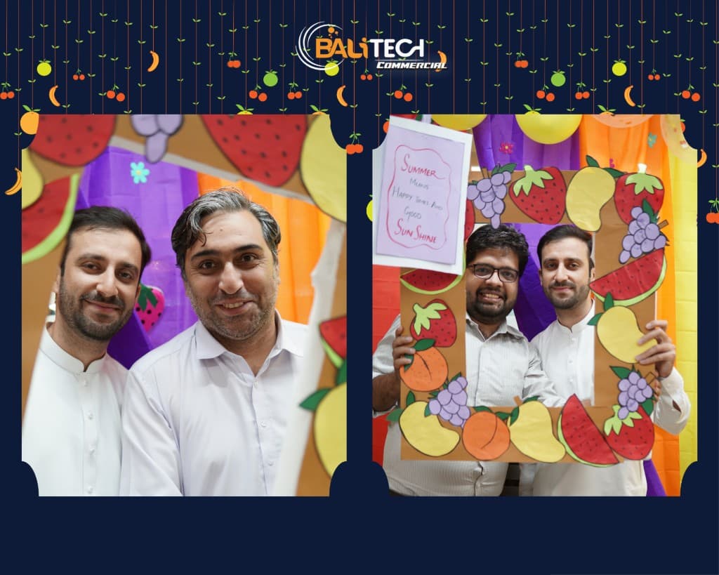 BALITECH Culture Day and Prize Distribution — team with fruit-themed photo frames
