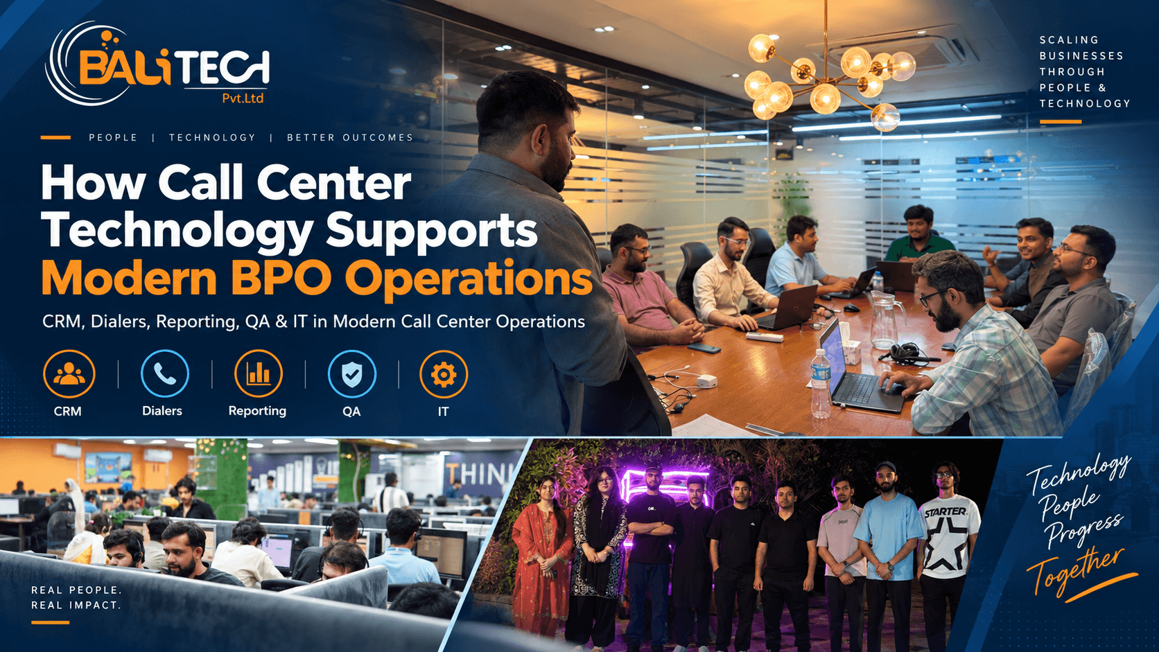 Explore how CRM, dialers, telephony, reporting, QA and IT support modern call center and BPO operations in Rawalpindi, Islamabad and Pakistan.