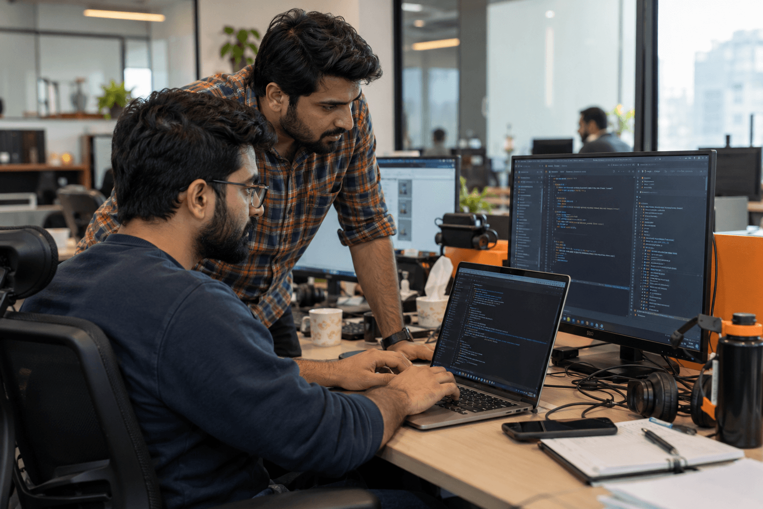 BaliTech developers working on code at their workstations