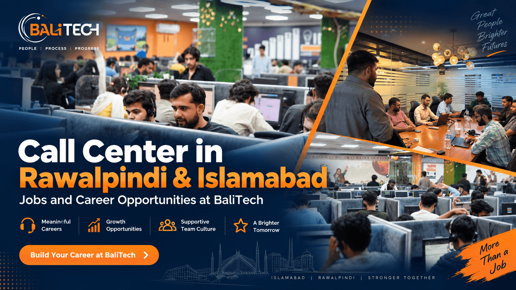 Explore call center jobs in Rawalpindi and Islamabad, career paths, fresher opportunities and professional roles at BaliTech. See current openings and apply online.